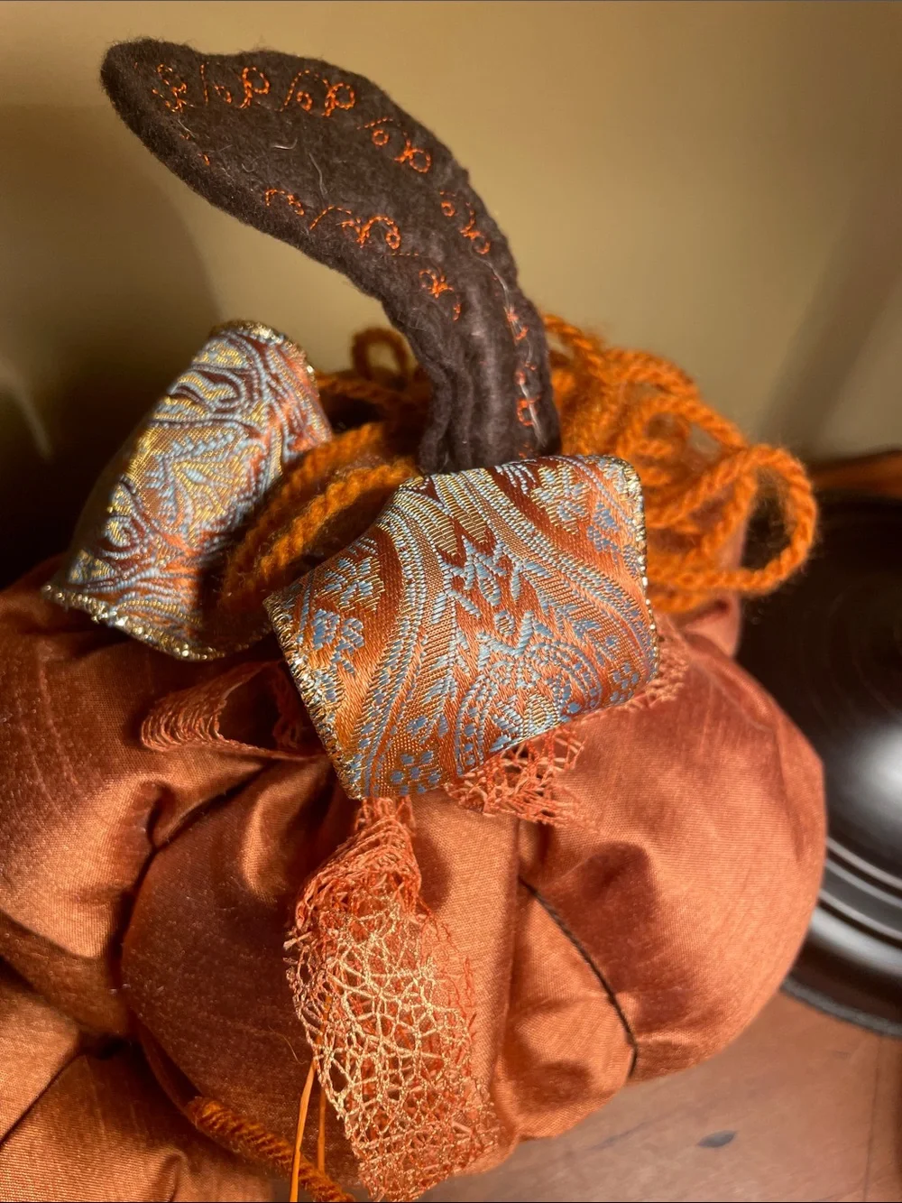 Handmade Rust Orange Fabric Pumpkin Holiday Décor - Home Accents